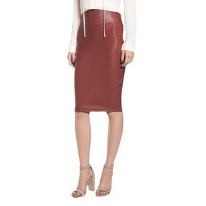 SPANX Faux Leather Pencil Skirt in Medium Brown